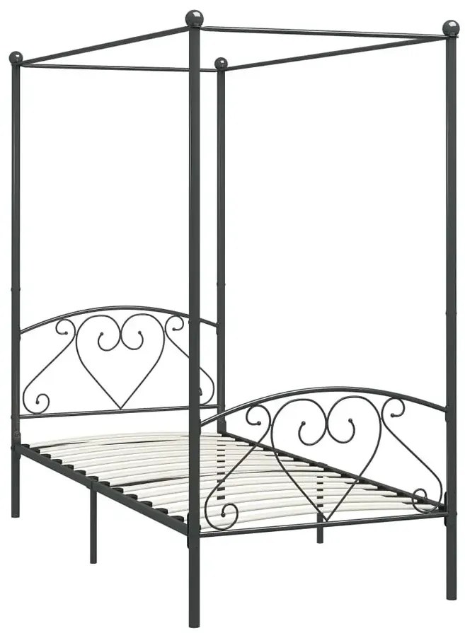 Szare metalowe łóżko z baldachimem 100x200 cm - Nila