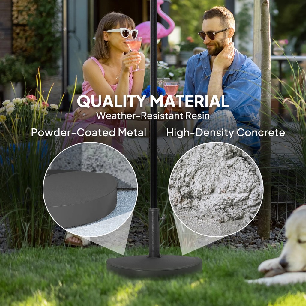 Podstawa do parasola Outsunny z betonu, półokrągła, uchwyt na parasol, ciężarek dla parasola 34/38/48mm