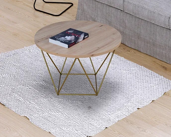 Stolik kawowy z geometrycznym stelażem dąb artisan - Tympa 3X