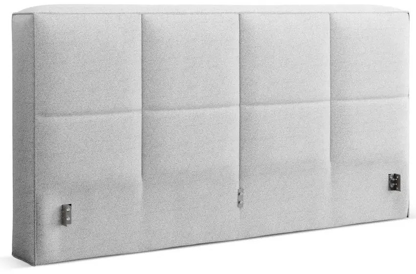 Jasnoszare tapicerowane łóżko dwuosobowe ze schowkiem ze stelażem 200x200 cm Simon Darren – Micadoni