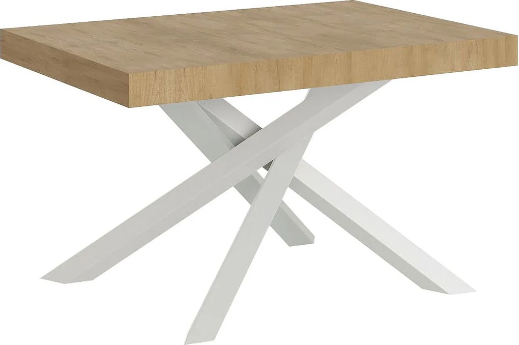 Stół rozkładany 140/244x90 cm Volantis dąb naturalny nogi białe