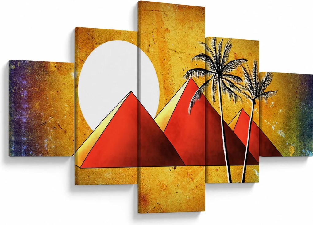 Obraz malowanych egipskich piramid (125x70 cm)
