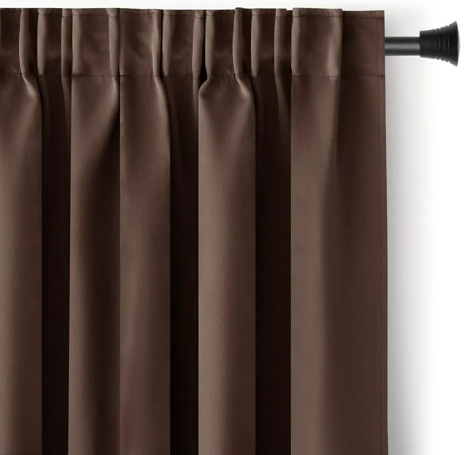 Restilo Zasłona Oxford Pleat ciemnobrązowy, 140 x 245 cm
