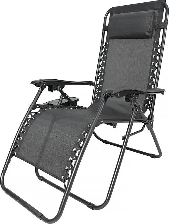 Leżanka ogrodowa "Sintra" zero gravity z pikowaną poduszką - czarna