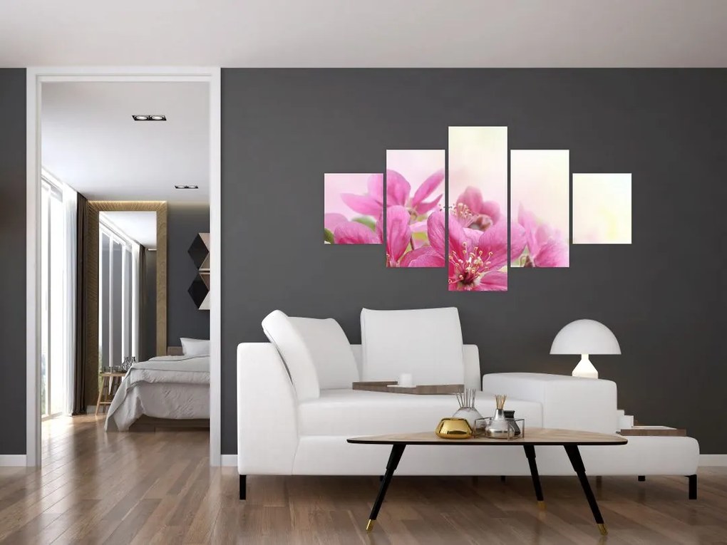 Obraz - Różowe kwiaty (125x70 cm)
