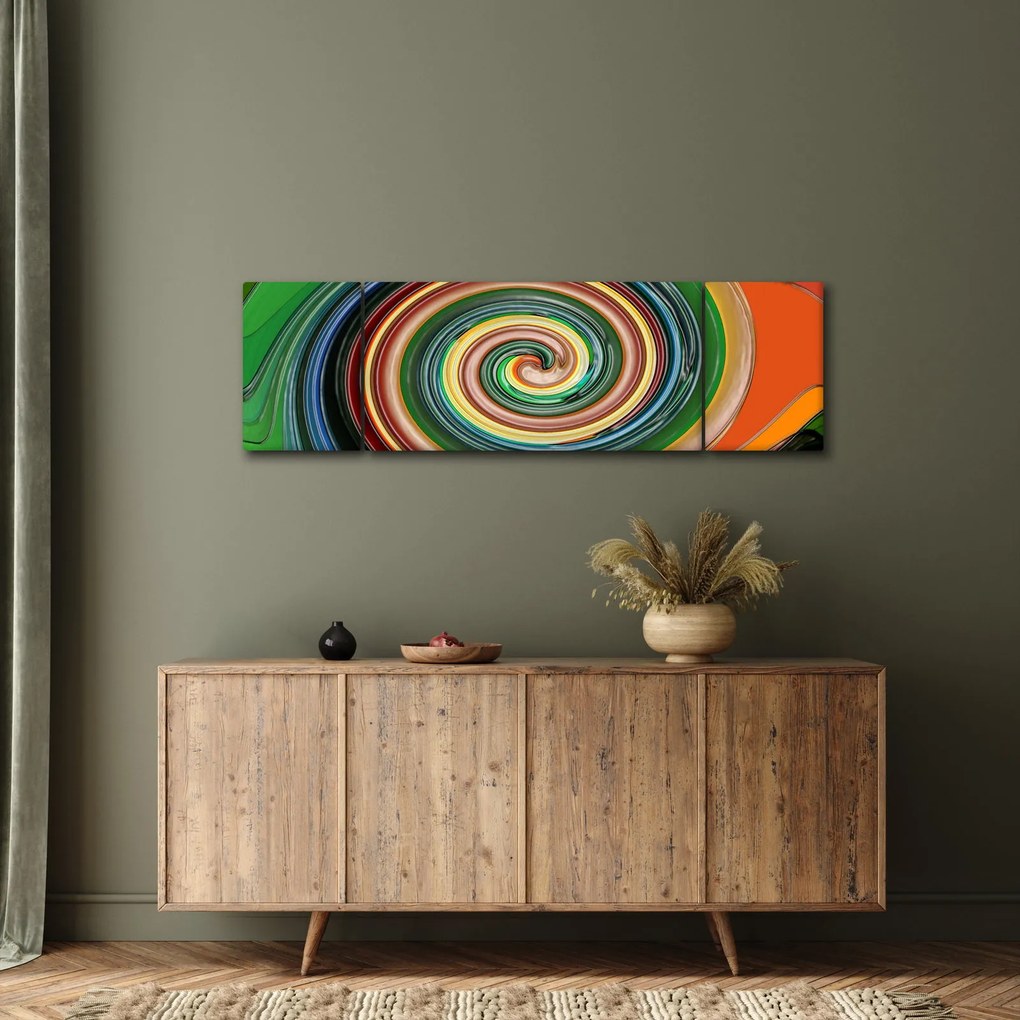 Abstrakcyjny obraz - kolorowa spirala (170x50 cm)