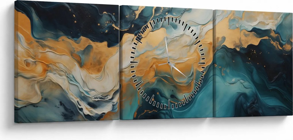 Obraz - Abstrakcja (z zegarem) (90x30 cm)