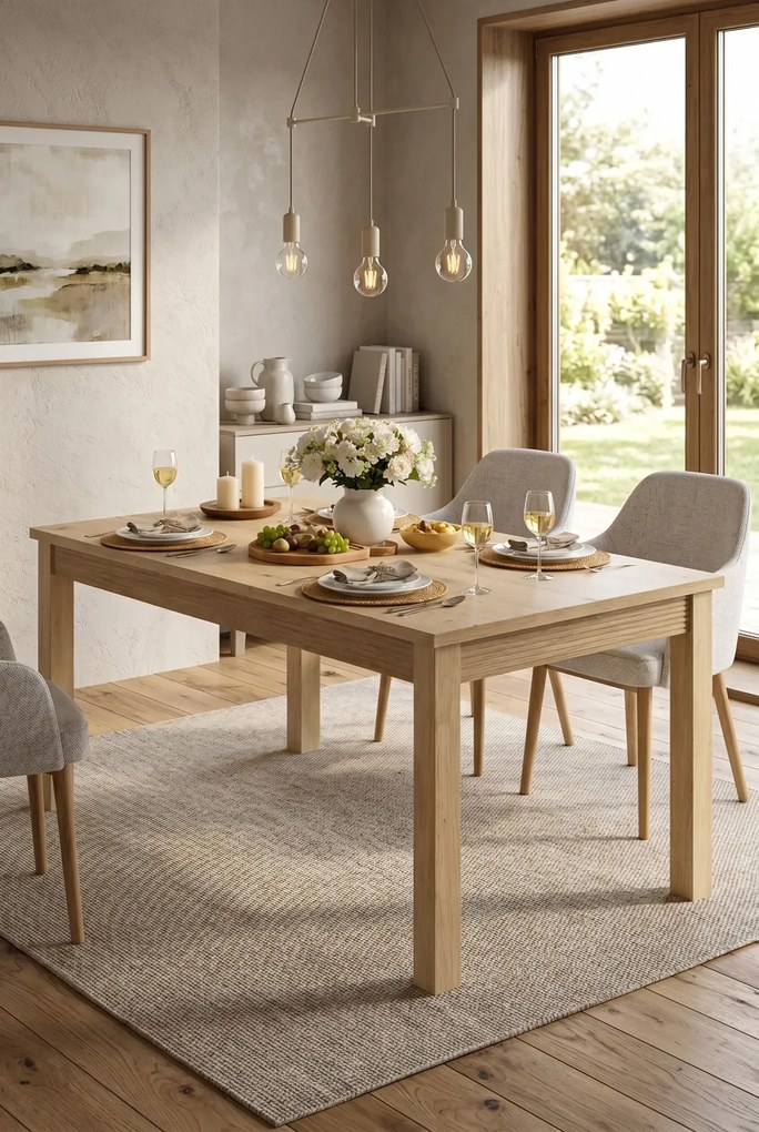 Prostokątny stół rozkładany ryflowany dąb artisan Z5-L01