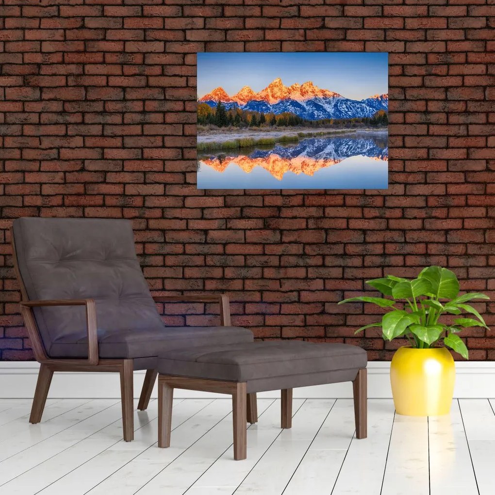 Obraz ośnieżonych szczytów górskich (70x50 cm)