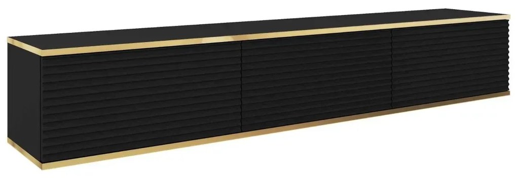 Szafka RTV KARL 3D 175cm wisząca/stojąca czarny mat PIASKI Meble