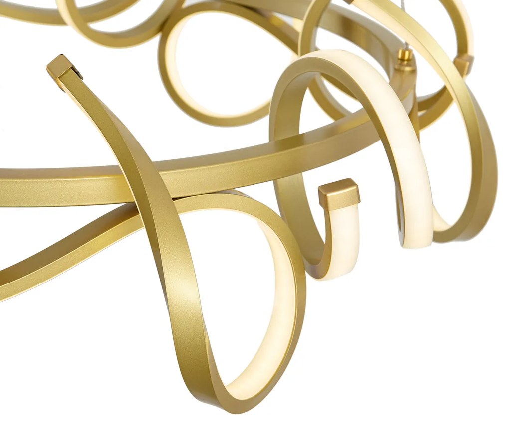 Designerska lampa wisząca złota okrągła z 3-stopniowym ściemnianiem - Krisscross Nowoczesny Oswietlenie wewnetrzne