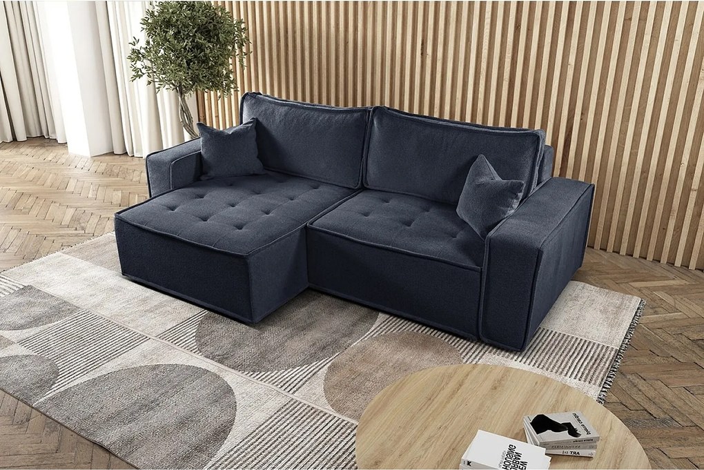 Narożnik z funkcją spania w kształcie L Bohoo, tkanina Raven, Grafitowy, Lewy