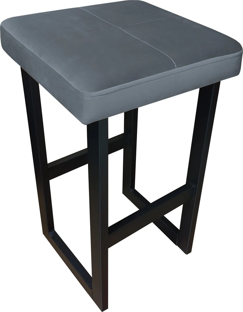 Hoker ALEX krzesło barowe tkanina Welur podstawa metalowa : Kolor Stelaża - Czarny , Kolor tkaniny - VELVET - BL14, Wysokość - 60 cm