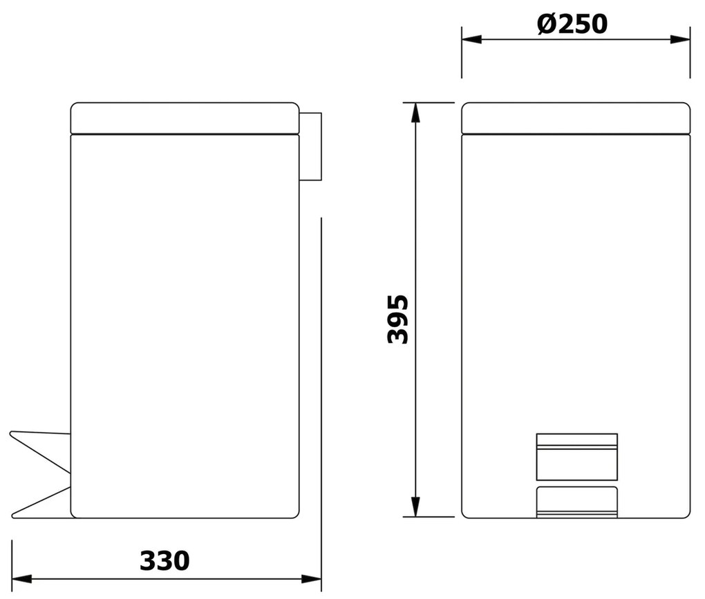 AQUALINE 27112 Simple Line Kosz na śmieci okrągły 12 l, stal nierdzewna