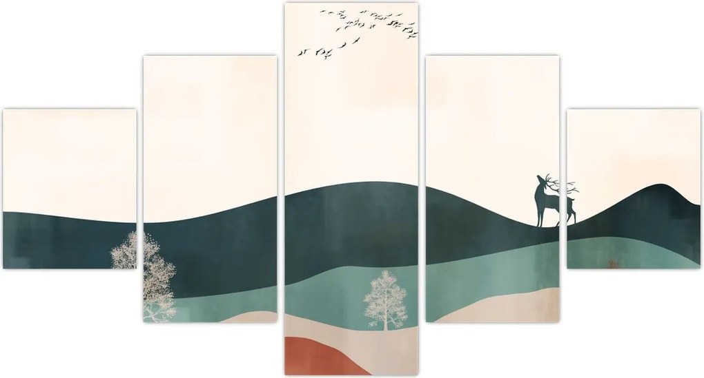Obraz - Ilustrowany krajobraz (125x70 cm)