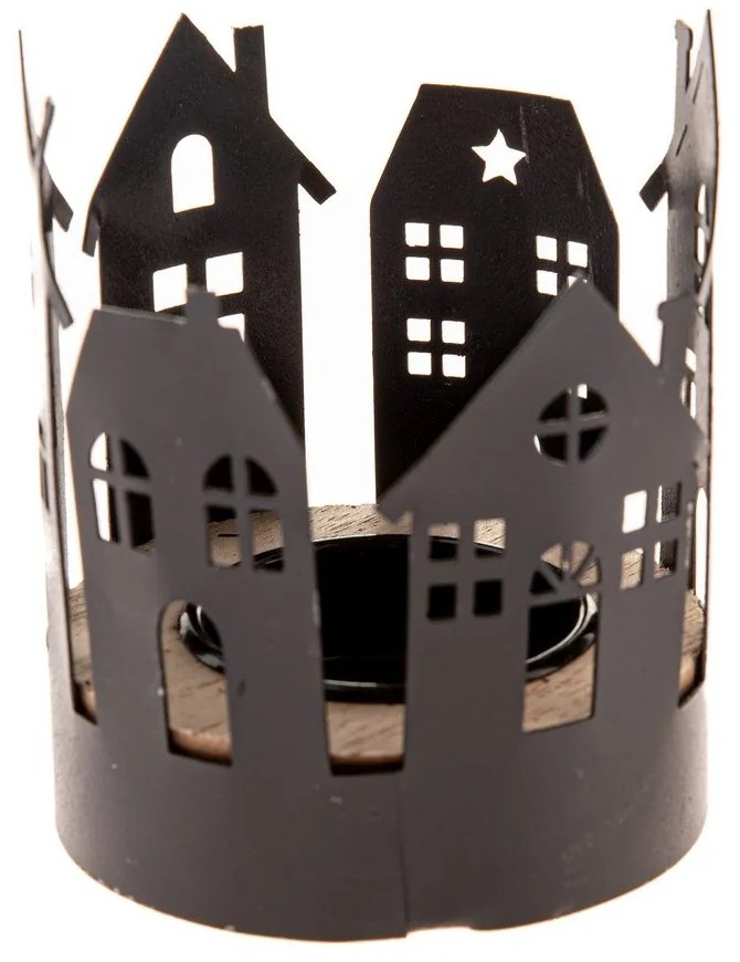 Metalowy świecznik ze świątecznym motywem Houses – Dakls