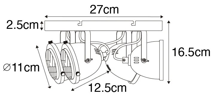 Industrialny reflektor czarny 4-światłowy - Emado