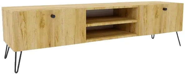Szafka RTV na czarnych metalowych nóżkach dąb craft - Zorina 9X