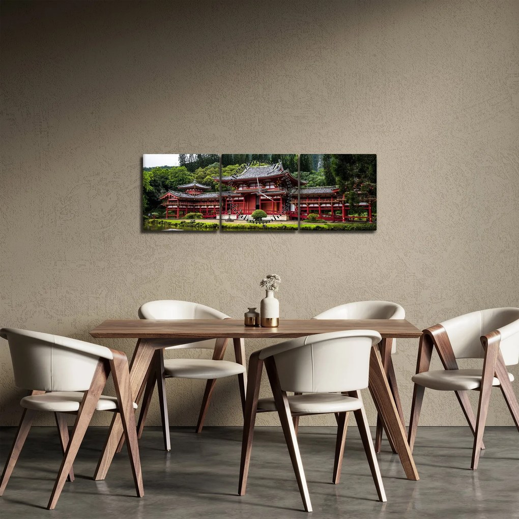 Obraz - Chińska architektura (z zegarem) (90x30 cm)