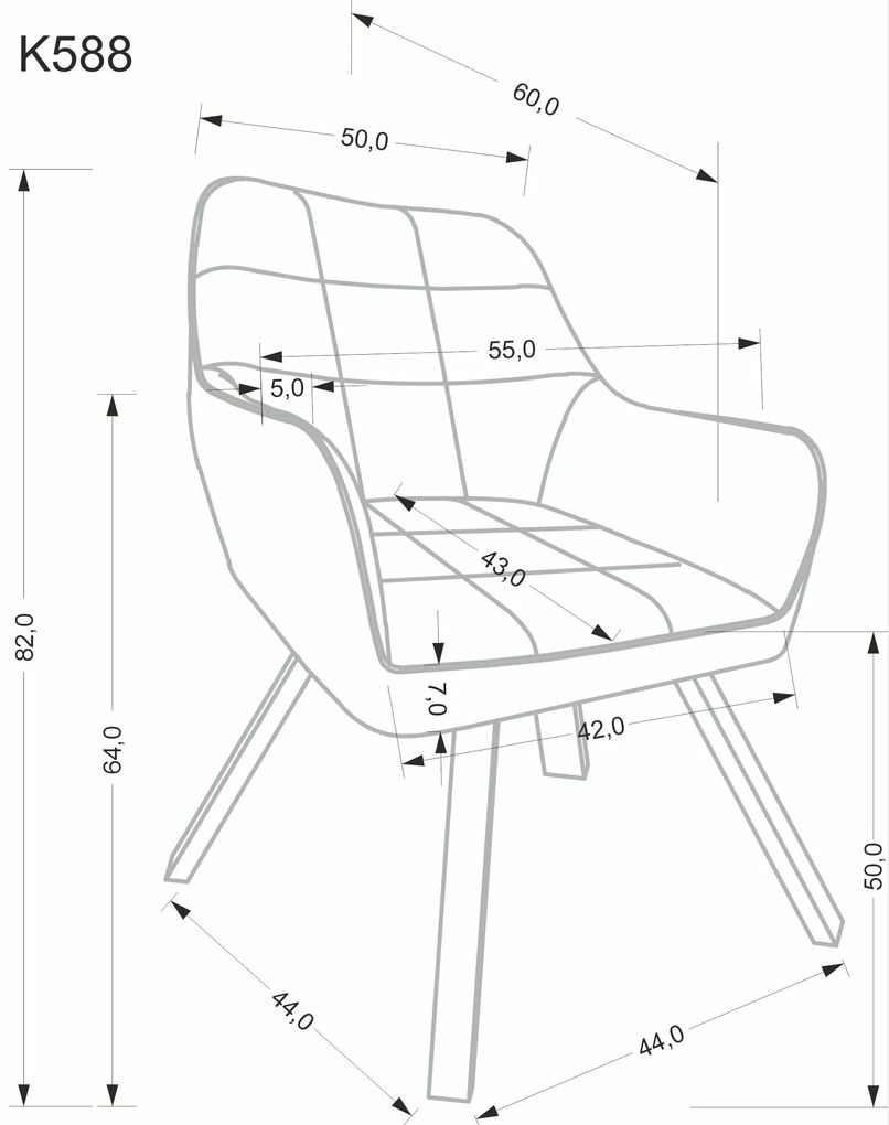 Krzesło do jadalni obrotowe z podłokietnikami beżowe welurowe K588