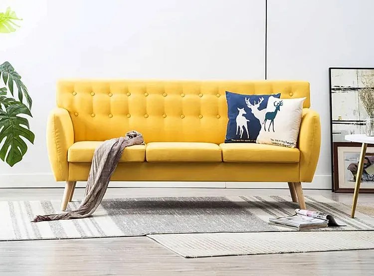 3-osobowa żółta sofa pikowana - Elia