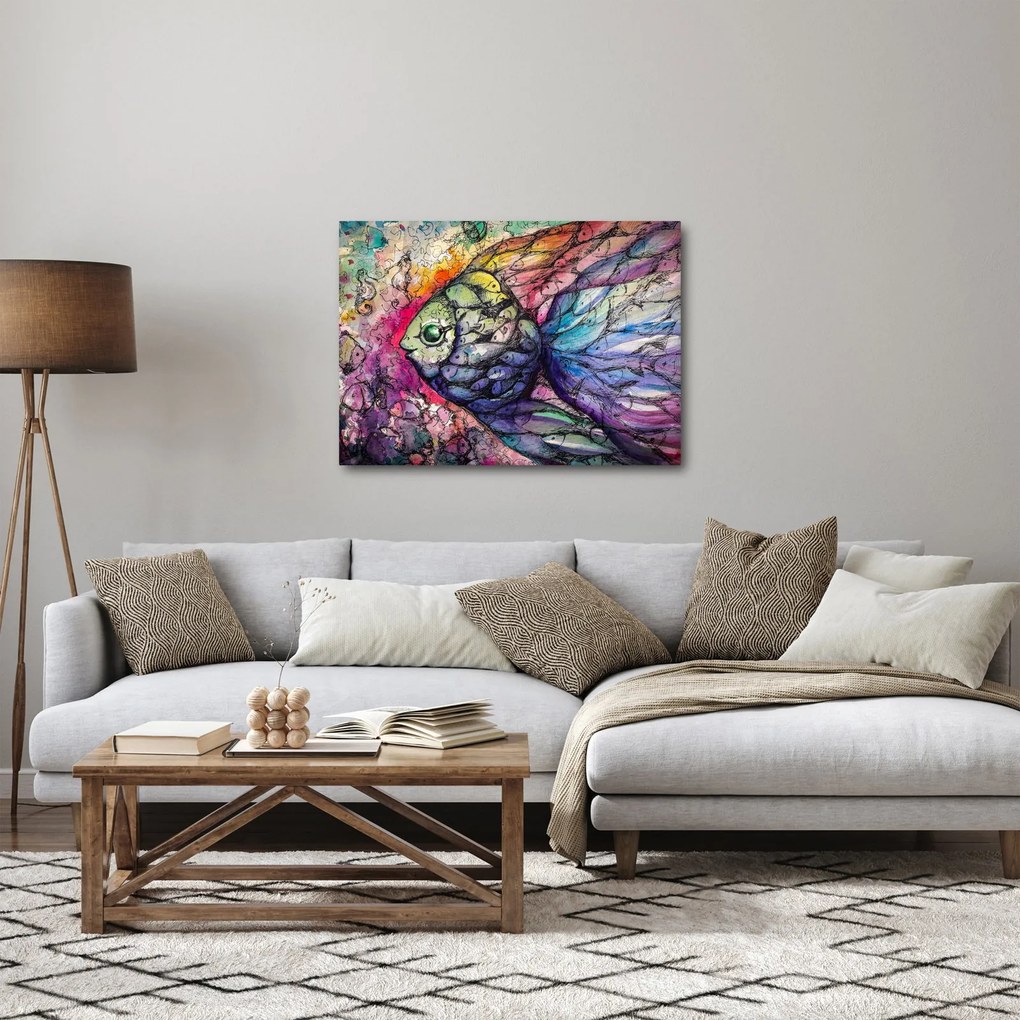 Obraz - Kolorowa rybka (70x50 cm)