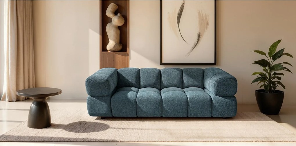 Stylowa sofa 3-osobowa z niebieskim aksamitem ALVERO 240cm - Premiumowy design i komfort