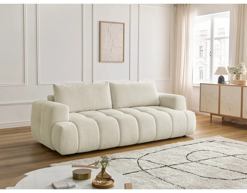 Beżowa rozkładana/ze schowkiem sofa 251 cm Fuji – Bobochic Paris