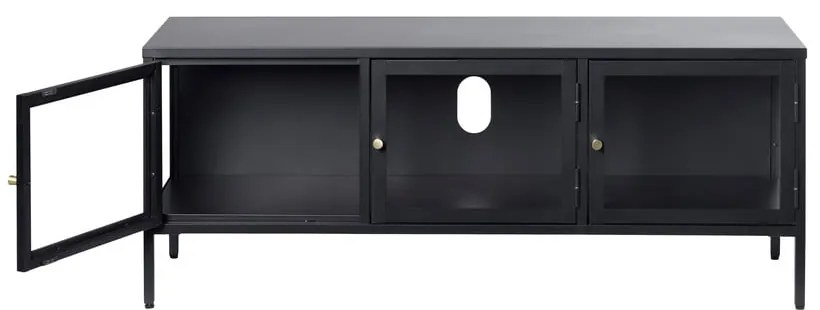 Czarna metalowa szafka pod TV 132x52 cm Carmel – Unique Furniture