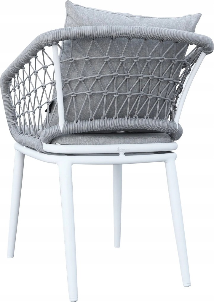 Krzesło ogrodowe aluminiowe ze sznurkowym oplotem i lekką ramą 58x66x79 cm