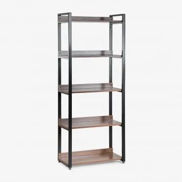 Regał 80x200 Cm Ze Stali I Mdf Ariaster Czarna - Sklum