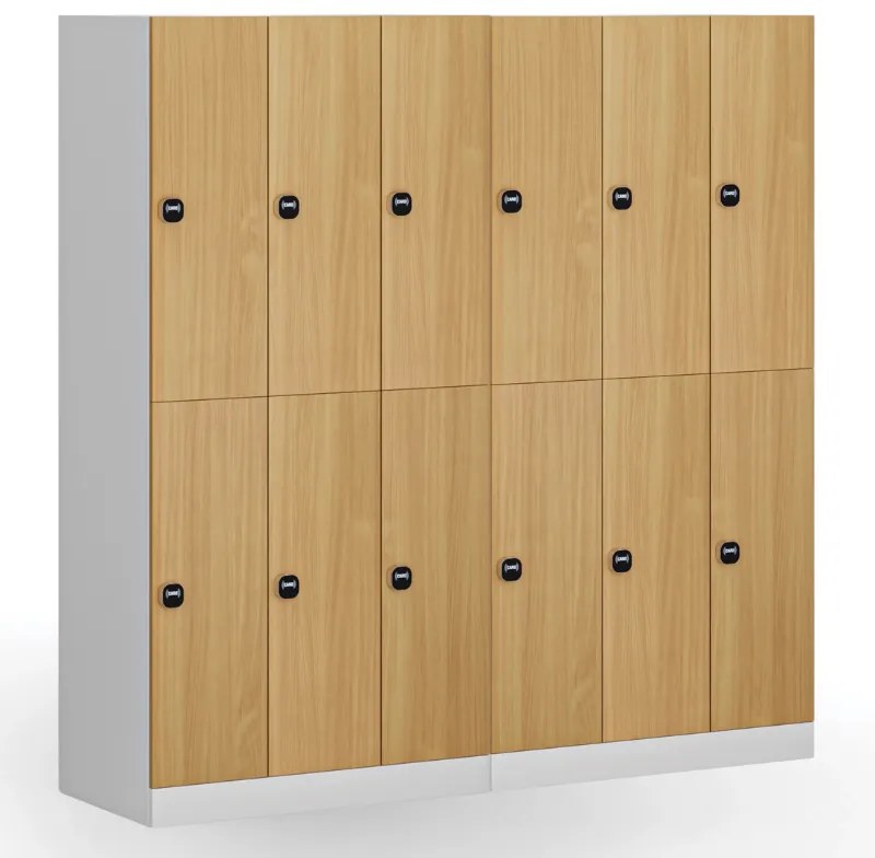 Szafka skrytkowa S1, 6 schowków, 1850 x 900 x 500 mm, zamek RFID, drzwi laminowane, brzoza