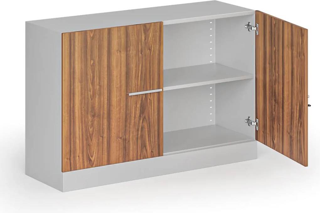 Metalowa szafa z drewnianymi drzwiami, demontowana, 800 x 1200 x 400 mm, orzech