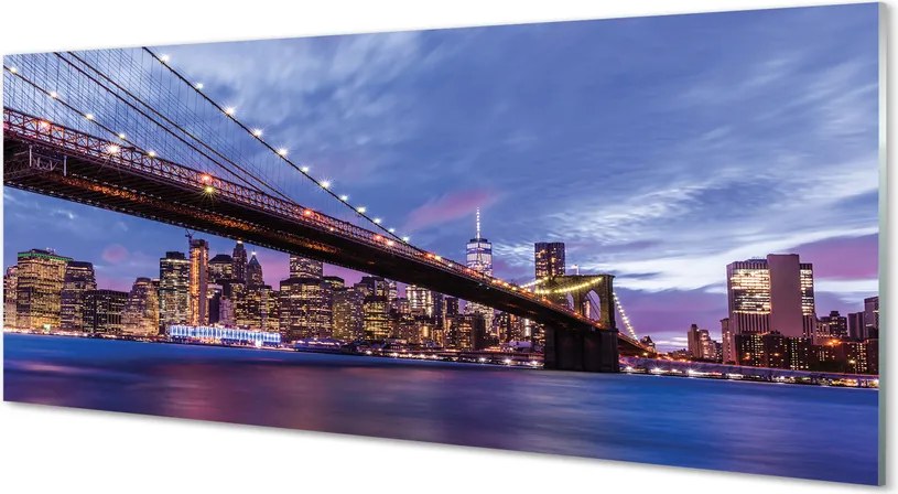 Panel szklany do Kuchni Wieżowce i Most o Zachodzie