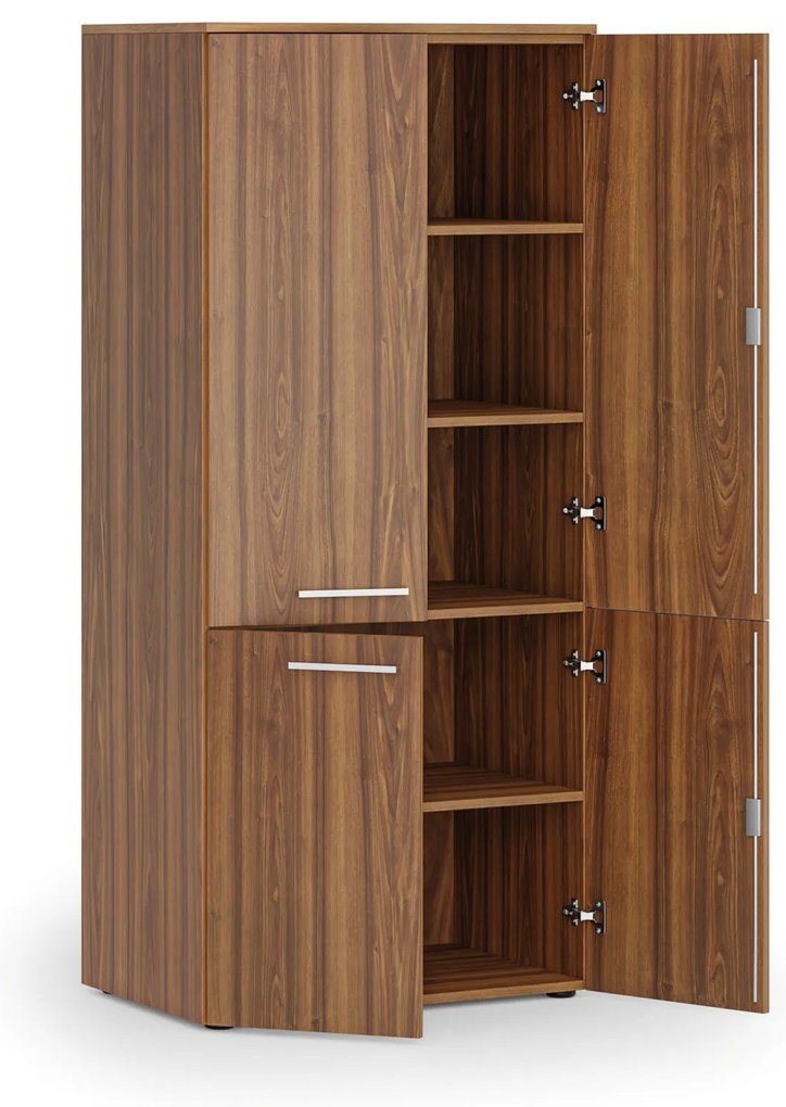Szafa biurowa pół-drzwi PRIMO WOOD, 800 x 500 x 1781 mm, orzech