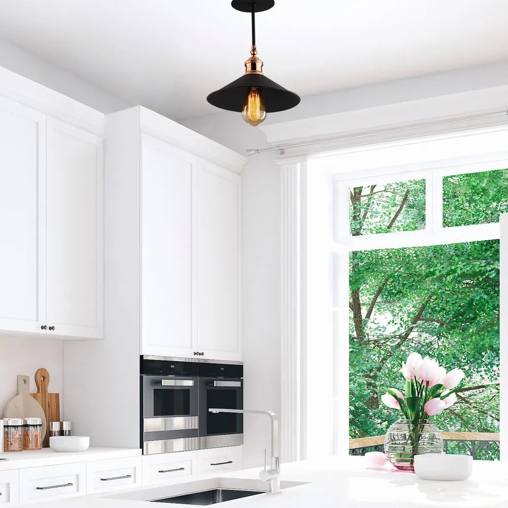 Czarna lampa sufitowa z metalowym kloszem ø 24 cm Berceste – Opviq lights