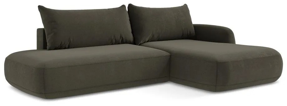 Brązowy rozkładany narożnik (prawostronny/z szezlongiem) Hale – Makamii