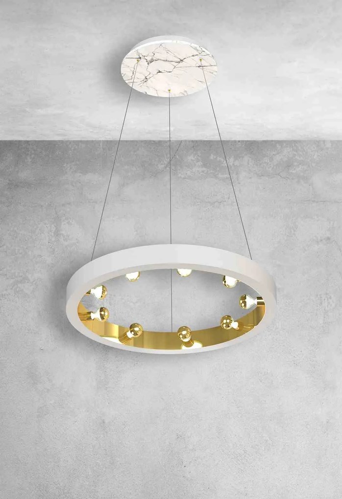 Lampa Wisząca CASSIOPEIA 9xE14, biało złota