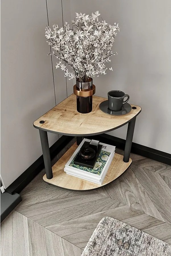 Półka narożna 2-półkowa - płyta MDF z dębu premium