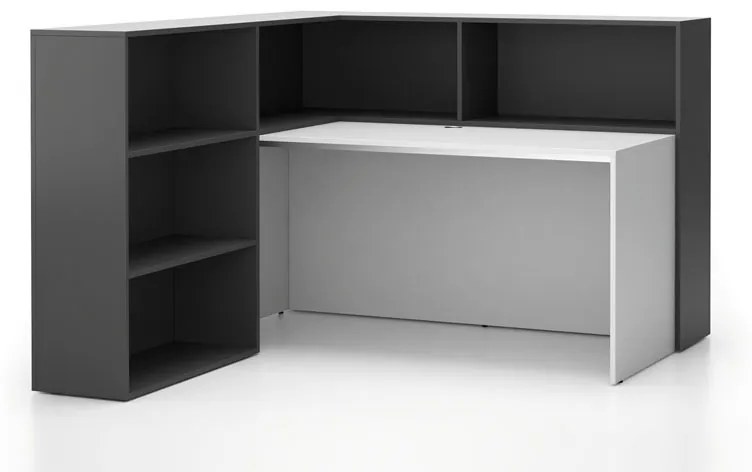 Zestaw biurowy narożny SEGMENT, lewy, biały/grafit