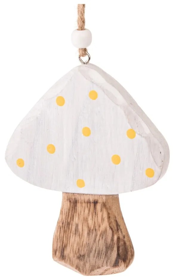 Zestaw 3 białych drewnianych wiszących dekoracji Dakls Mushroom