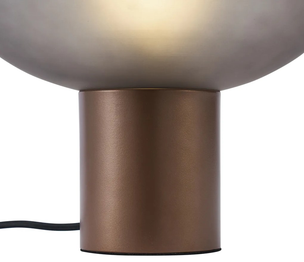 Designerska lampa stołowa brązowa z matowym szarym szkłem - Umbrella