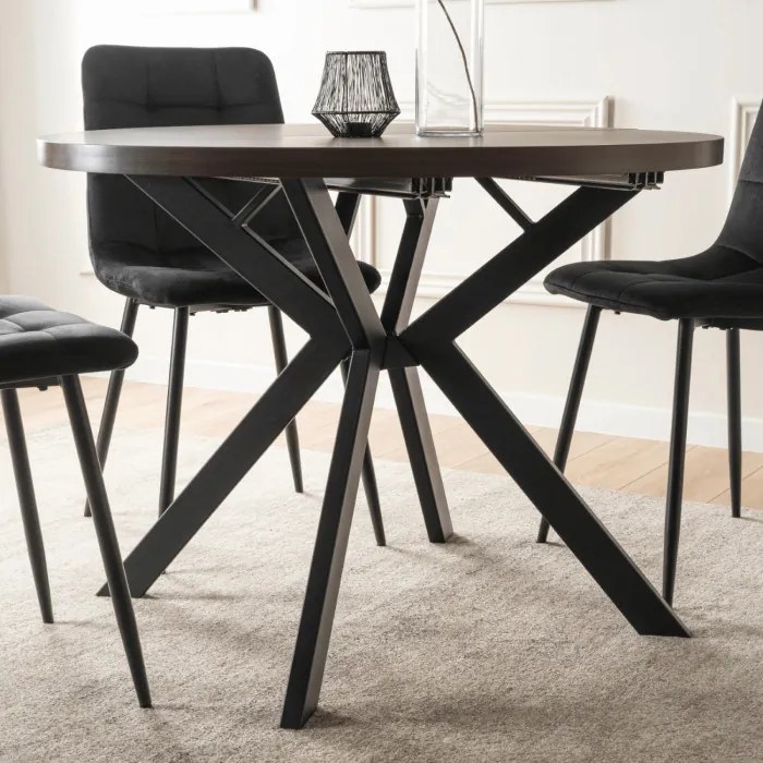 Stół Okrągły Rozkładany LUKAS 100-250 cm Orzech/Czarny Nowoczesny