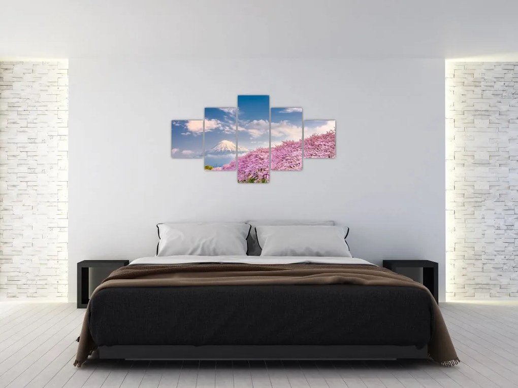 Obraz - Japoński wiosenny krajobraz (125x70 cm)