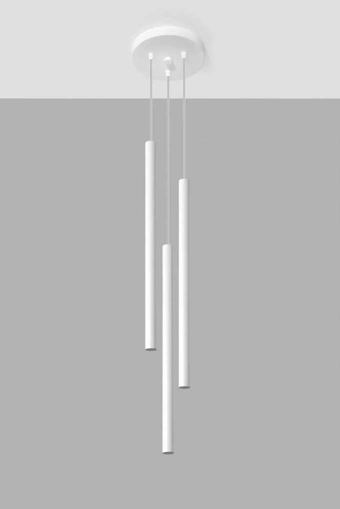 Biała lampa wisząca z trzema tubami - 5X EX521 C2-F58