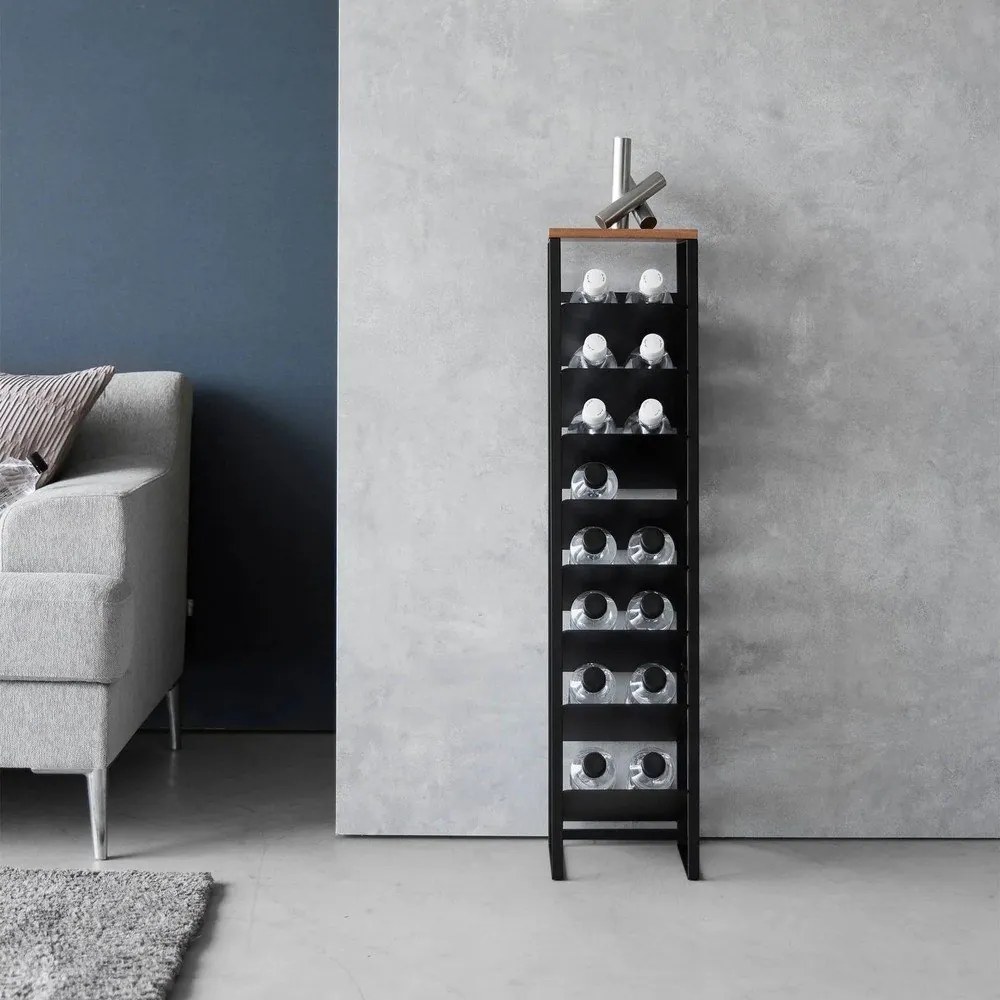 Czarny metalowy regał na wino liczba butelek 16 20x88,5x19 cm Tower – YAMAZAKI