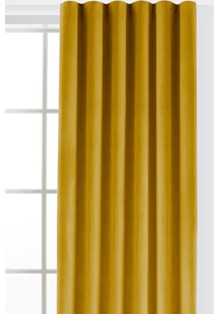 Musztardowa aksamitna zasłona częściowo zaciemniająca (dimout) 200x270 cm Velto – Filumi