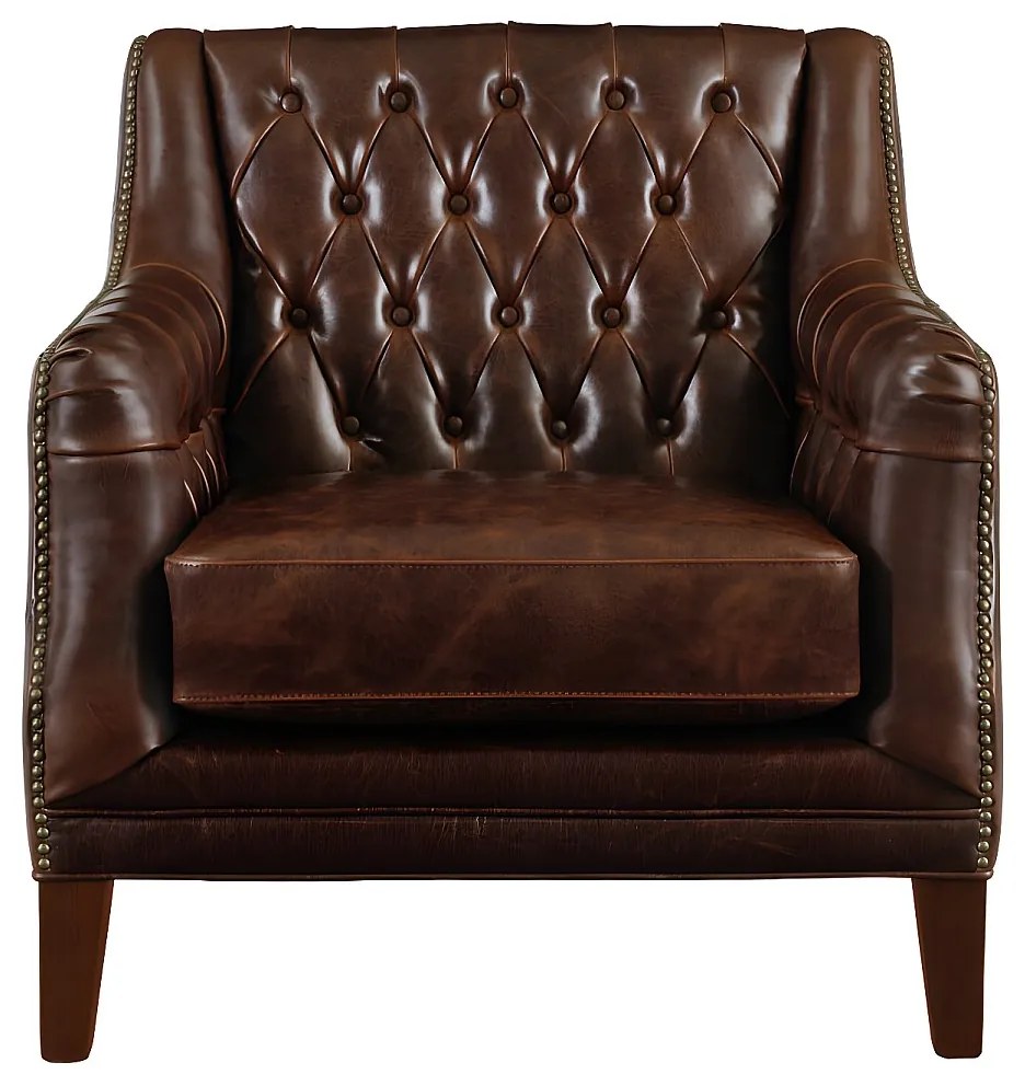 Fotel ze skóry COLBERT - Kolor: brązowy