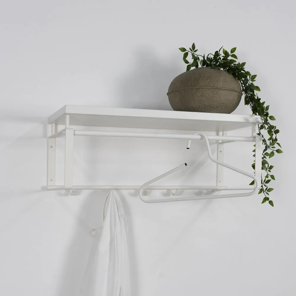 Biały metalowy wieszak ścienny z półką 70 cm Rex – Spinder Design