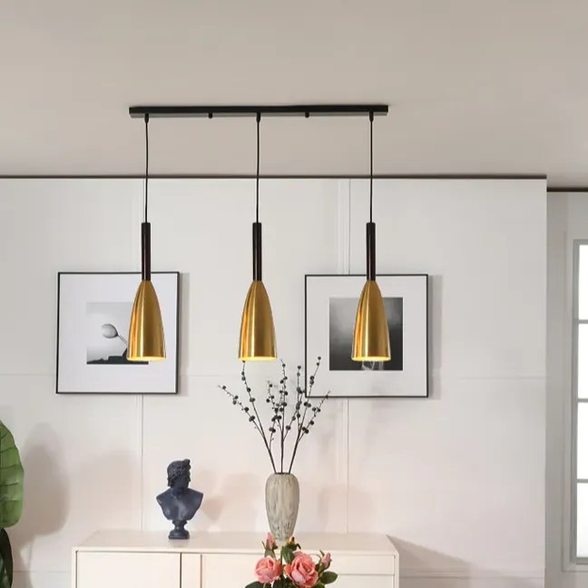 Lampa sufitowa metalowa z kloszem wiszącym AT38-3SZ-Złoto
